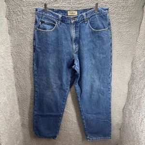 LL Bean Jeans Men's 36x30 Blue Natural Fit Flannel Lined Double L 100% Cotton